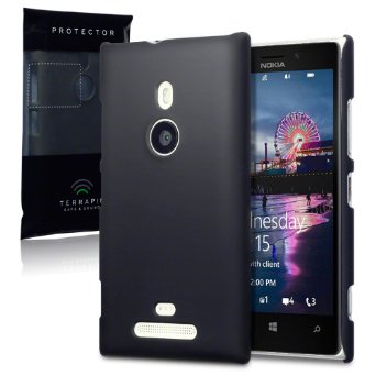 Nokia Lumia 925 Hybrid Rubberised Back Cover Case (Solid Black)