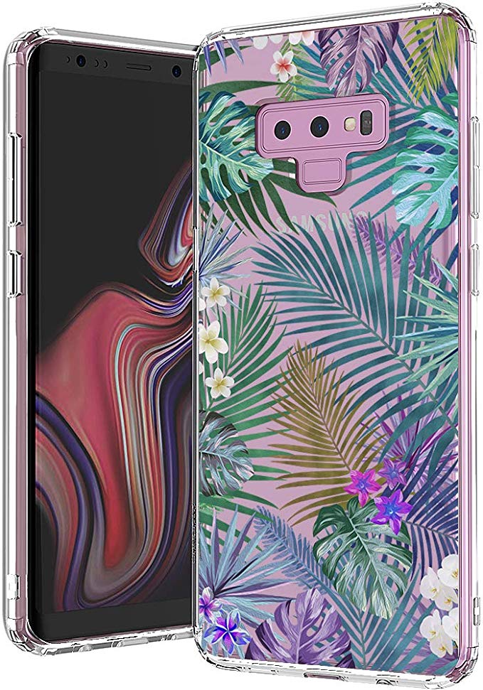 MOSNOVO Galaxy Note 9 Case, Tropical Tropical Palm Tree Leaves Printed Pattern Clear Design Transparent Plastic Hard Back Case with TPU Bumper Protective Case Cover for Samsung Galaxy Note 9