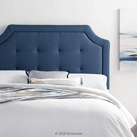 Brookside Upholstered Scoop-Edge Headboard with Square Tufting - King/California King - Navy