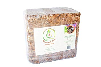 VermisTerra - Coco Coir and Chips, Compressed Brick - Approx 9 LB (1.7 cu ft) - for Container Garden and Potting Mix
