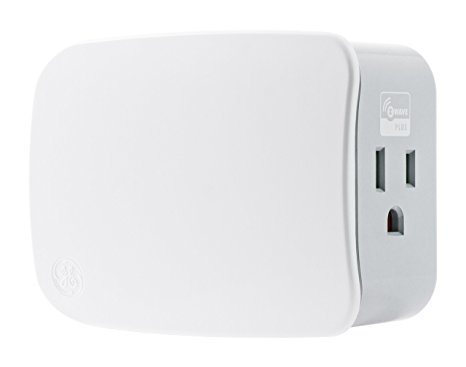 GE Z-Wave Wireless Lighting Control and Appliance Module, Two-Outlet, Plug-In, Z-Wave Plus, White, 14282