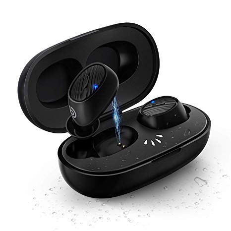 Bomaker True Wireless Earbuds Bluetooth 5.0 in-Ear Stereo Headphones, Built in Mic Headset, AptX Pumping Bass, Graphene Drivers, Secure Fit, One-Step Pairing, IPX7 Sweatproof for Work, Sports, Gym