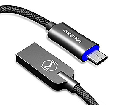 Micro USB Smart LED Auto Disconnect Quick Charge Data 3.2FT/1M Cable Android QC 3.0 for Samsung galaxy S7/S7 edge, Nexus, LG, Motorola, and More by Mcdodo (Sky Blue)
