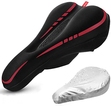 Cevapro Bike Saddle Cover, Soft Silicone Padded Bike Seat Cover Improved Comfort Breathable Anti-Slip Bicycle Seat Cover for Spin Stationary Cruiser Bike Mountain Road Bike Outdoor Cycling