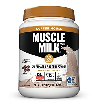 Muscle Milk Coffee House Caffeinated Protein Powder, Cafe Latte, 1.93 Pound