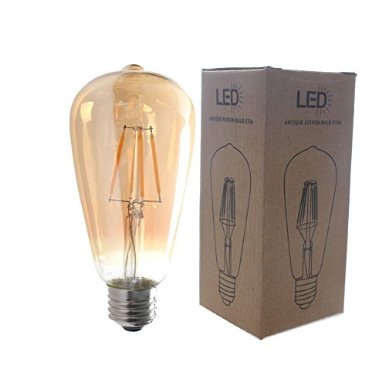 LUXON Vintage Edison Antique Style LED Filament Bulb E26 Base 4W