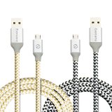 Micro USB Charger Eversame 2-Pack 33Ft 1M Premium Nylon Braided Quick Charge 20 A Male to Micro B Sync and Charging Cable with Aluminum Shell For Android Samsung HTC LG and MoreBlack White