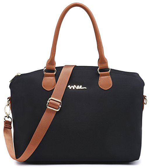 NNEE Water Resistance Nylon Top Handle Satchel Handbag with Multiple Pocket Design