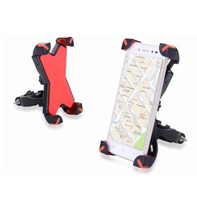 VIUME Bike Phone Mount Holder, Universal Bicycle Handlebar Cradle for iPhone 5 5s 6 6s Plus, Samsung Galaxy S4 S5 S6 S7 Edge Note 4 5 7 Android Smartphone GPS (Red)