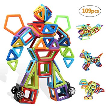 infinitoo Magnetic Building Blocks 109 PCS Magnetic Tiles Set for Kids Toddlers Over 3 Years Old Toys | STEM Building Block Educational Construction Rainbow Kit| 3D Magnetic Toys for Boys Girls