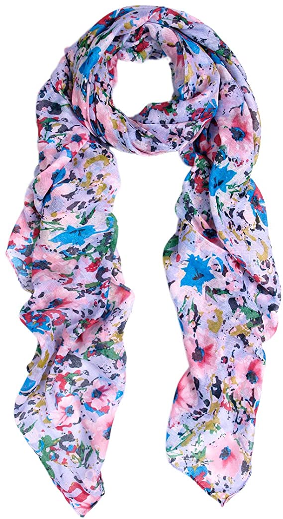 Elegant Pink Floral Print Fragment Fashion Scarf Wrap - Diff Colors Available