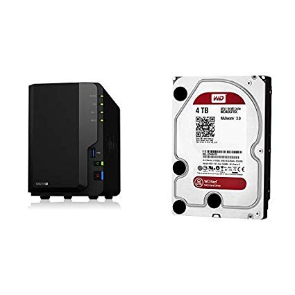 Synology 2 Bay NAS DiskStation DS218  with WD Red 4TB NAS HDD Bundle
