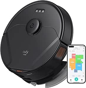 eufy X8 Pro Robot Vacuum Cleaner with Mop, Twin-Turbine™ 2× 4,000 Pa Powerful Suction, Active Detangling™ Roller Brush, and iPath™ Laser Navigation for Pet Hair Deep Cleaning on Carpet (Renewed)