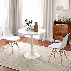 Giantex 3-Piece Dining Table Set for 2 - Kitchen Table Chairs Set with 32” Round Table, Dining Chairs, Dinette Table Set for Small Spaces, Breakfast Nook Table Set, Dining Room Table Set (White)