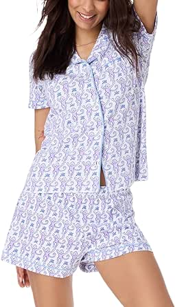 Womens Rabbit Monkey Print 2 Piece Pajamas Y2k Preppy Short Sleeve Shirt Shorts Two Piece Pjs Outfits Lounge Sets