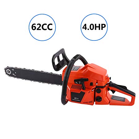 ncient 20" 62CC Gas Powered Chain Saw 2 Stroke 4.0HP Handed Petrol Chainsaw with Smart Start Super Air Filter System and Automatic Oiling and Tool Kit [US STOCK] (62CC-Type2)