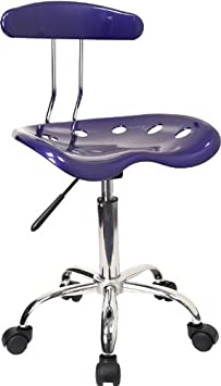 Flash Furniture Vibrant Deep Blue and Chrome Swivel Task Office Chair with Tractor Seat, BIFMA Certified