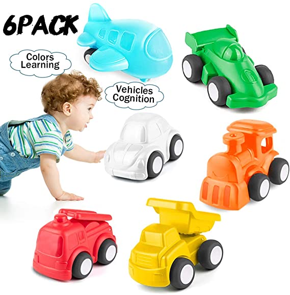 HISTOYE Toddlers Cars Toy Trucks for 1 2   Year Old Boy & Girls, 6 Pack Pull Back Cars for Toddlers, City Traffic Little Play Vehicles for Baby