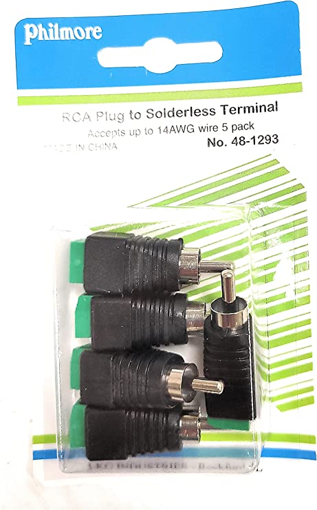 RCA SOLDERLESS Plugs (Male) SCREWDOWN Terminal Type PHILMORE 48-1293 (5PK)