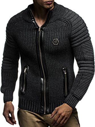 Leif Nelson Men's Zip Up Knitted Cardigan LN5175