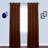 Luxury Homes Solid Premium Quality Thermal Insulated Blackout Curtains  Drapes With Silver Nickel Grommet Ring Top 52Width x 84Length Set of 2 Panels - Free Matching TieBacks Included Worth 999 Included Brown