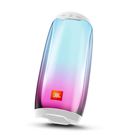 JBL Pulse 4, Wireless Portable Bluetooth Speaker with Customizable Ambient Lightshow, JBL Signature Sound with Bass Radiator, JBL PartyBoost, IPX7 Waterproof & Type C (Without Mic, White)