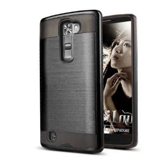 LG Escape 3 Case, LG Phoenix 2 Case, LG K8 Case, kaesar Slim Fit Brushed Metal Texture Hybrid Dual Layer Slim Protector Case Cover for LG Escape 3 / LG Phoenix 2 / LG K8 - Black