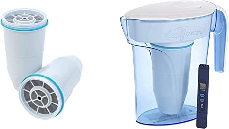 ZeroWater Replacement Filters 2-Pack BPA-Free Replacement Water Filters & 6 Cup Pitcher with Free Water Quality Meter BPA-Free NSF Certified to Reduce Lead and Other Heavy Metals