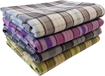 Tartan Fleece Blanket Sofa Throw Settees / 200x240cms / Purple