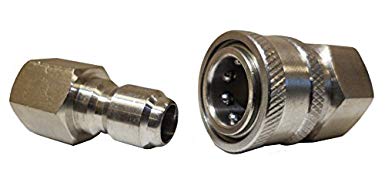 Ultimate Washer 18709 3/8-Inch Stainless Steel Quick Connect Pressure Washer Adapter Set, Max Pressure 5000 PSI Rating