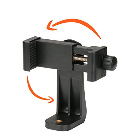 Universal Smartphone Tripod Adapter Cell Phone Holder Mount Adapter, Compatible iPhone, Samsung, and All Phones, Rotates Vertical and Horizontal, Adjustable Clamp
