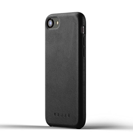 iPhone 7, iPhone 8 case, [One-Of-a-Kind Luxury Rugged Leather Case] MUJJO FULL LEATHER Super Slim Clean Silhouette Drop Proof Cover, Japanese Suede, Covered Buttons, Protective Screen Bezel (Black)