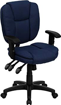 Flash Furniture Mid-Back Navy Blue Fabric Multifunction Swivel Ergonomic Task Office Chair with Pillow Top Cushioning and Arms