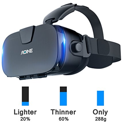 VR Headset AOINE F3 VR Goggles Virtual Reality Headset VR Glasses for 3D Video Movies Games for Apple iPhone, Samsung Sony HTC More Smartphones Black