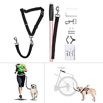 CO-Z Hands Free Dog Bike Leash for Safe Hands Free Bicycle Rides with Medium and Large Dogs Multifunctional Dog Bike Leash with Waist Dog Leash for Jogging, Walking & Hiking