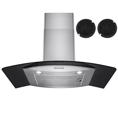 Firebird 30" European Style Wall Mount Stainless Steel Ductless Range Hood Vent W/ Touch Panel Control Free Carbon Filters