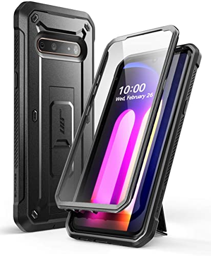 SupCase Unicorn Beetle Pro Series Case Designed for LG V60 ThinQ (2020 Release),Full-Body Rugged Holster & Kickstand Case with Built-in Screen Protector (Black)