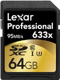 Lexar Professional 633x 64GB SDXC UHS-IU3 Card Up to 95MBs Read wImage Rescue 5 Software - LSD64GCBNL633