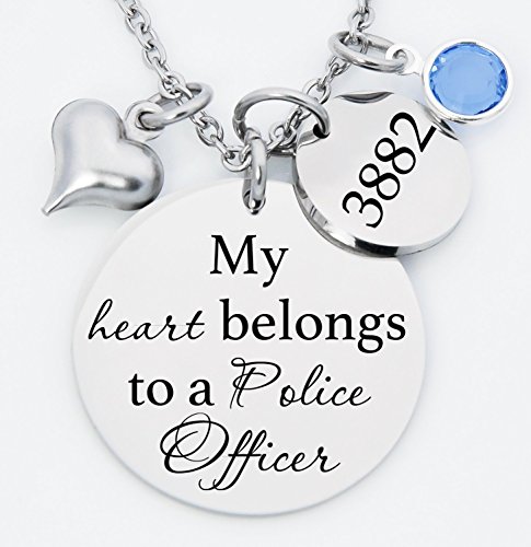 My heart belongs to a Police Officer necklace, Police Wife Necklace - Law Enforcement Wife Pendant - Police Officer Wives Jewelry - GIfts for Her - My Heart Belongs to a Police Officer