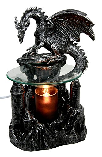 Atlantic Collectibles Smaug Castle Guardian Dragon Electric Oil Burner Tart Warmer Aroma Scent Statue 9.5" Tall Figurine