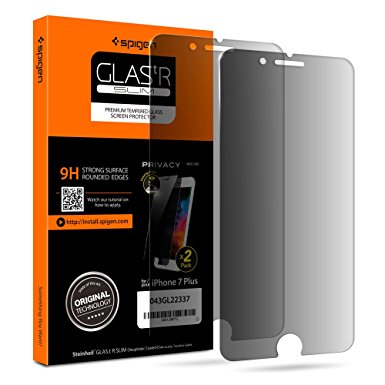 Spigen iPhone 8 Plus 7 Plus Screen Protector Tempered Glass / Black Privacy / 2 Pack / Case Friendly for Apple iPhone 8 Plus (2017) / iPhone 7 Plus (2016) - Black