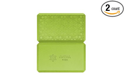 AVIVA YOGA Set of 2 High Density EVA Foam Blocks with Free Drawstring Backpack - An Essential Tool / Prop for All Levels - Support & Deepen Your Poses, and Gain Strength, Balance & Flexibility