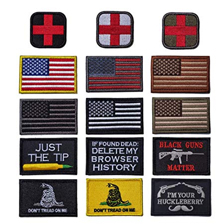 R.SASR Bundle 15 Pieces Tactical Military Morale Patch Set, USA Flag Patches and Morale Patch. (Mixed 15 Pieces)
