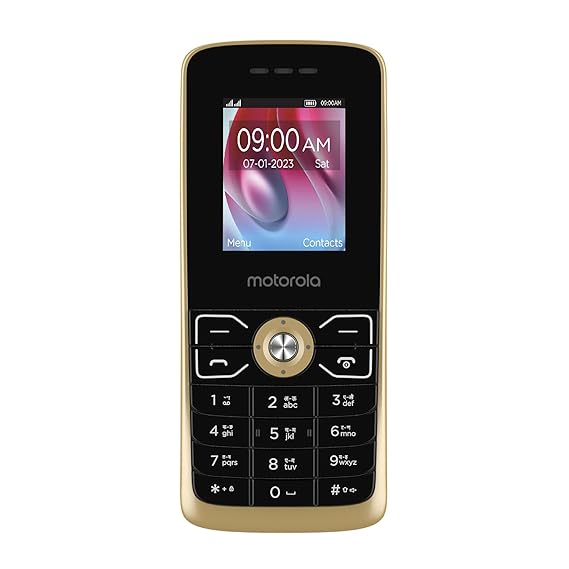 Motorola a50G - Dual Sim Keypad Mobile with Expandable Memory Upto 32GB, Rear Camera, 1750 mAh Big Battery, 6 Indian Languages Input Support (Gold)