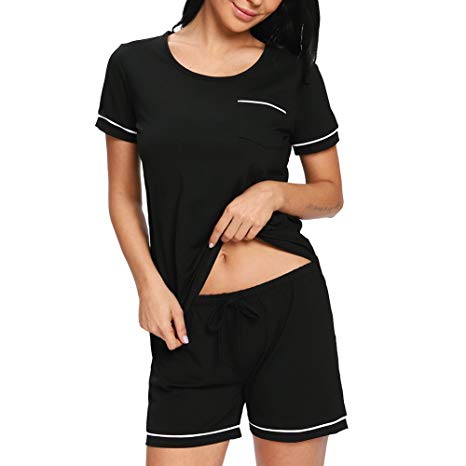 Women's PJ Sets Short Sleeve Sleepwear 2-Piece Soft Sleep Pajamas (S-XXL)