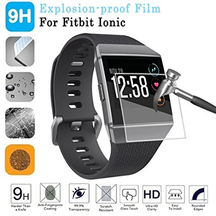 For Fitbit Ionic Screen Protector, ZLOSKW Clear Explosion-proof Full Cover 9H Tempered Glass Screen Protector Film For Fitbit Ionic