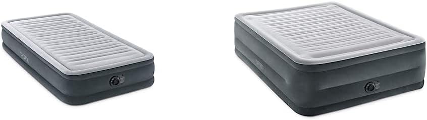 Intex Comfort Plush Mid Rise Dura-Beam Airbed, 13", Queen & 64417ED Dura-Beam Deluxe Comfort-Plush High-Rise Air Mattress: Fiber-Tech – Queen Size – Built-in Electric Pump – 22in Bed Height