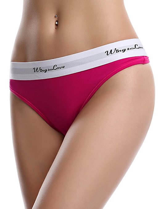 WingsLove Women's 3 Pack Seamless Sexy Cotton Tangas Thong Panties Underwear