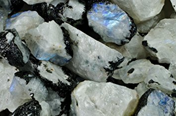 Fantasia Materials: 1 lb "AA" Grade Rainbow Moonstone Rough - (Select 1 to 18 lbs) - Raw Natural Crystals for Cabbing, Cutting, Lapidary, Tumbling, Polishing, Wire Wrapping, Wicca & Reiki Healing