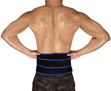 BULESK Waist Trimmer Belt Support Brace, Adjustable Velcro Effortless Slimming Belt, Breathable Stomach Wrap Waist Trainer Cincher Girdle for Men & Women (Black&Blue)
